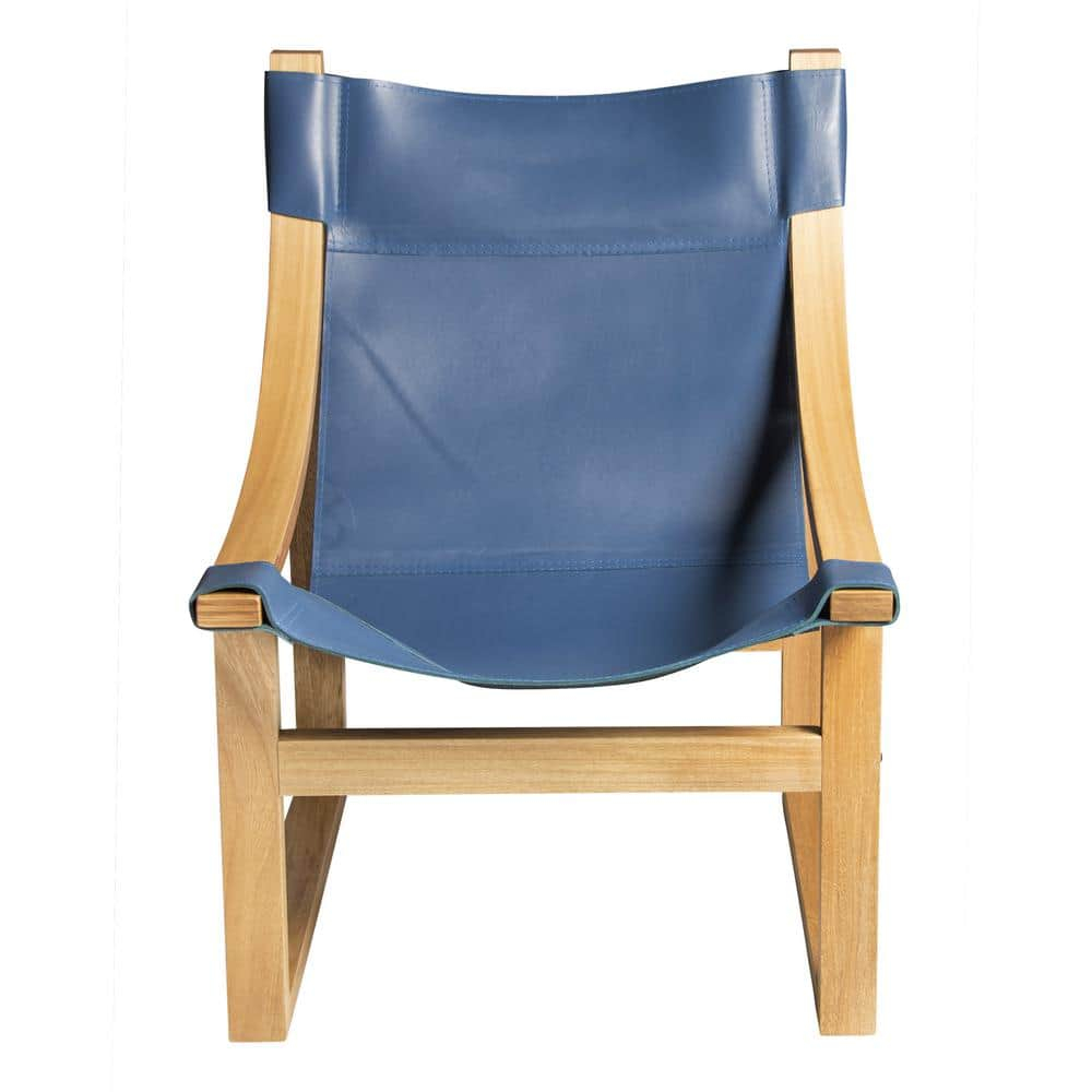 Lima Natural Top Grain Leather Sling Chair with Black Solid Wood Frame