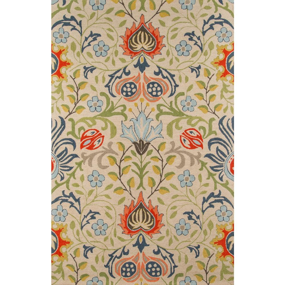 Momeni  Newport Hand Tufted Wool Floral Area Rug Multi 9' x 12' Contains Latex 9' x 12' Indoor, Handmade Living Room, Bedroom, Dining Room Blue,