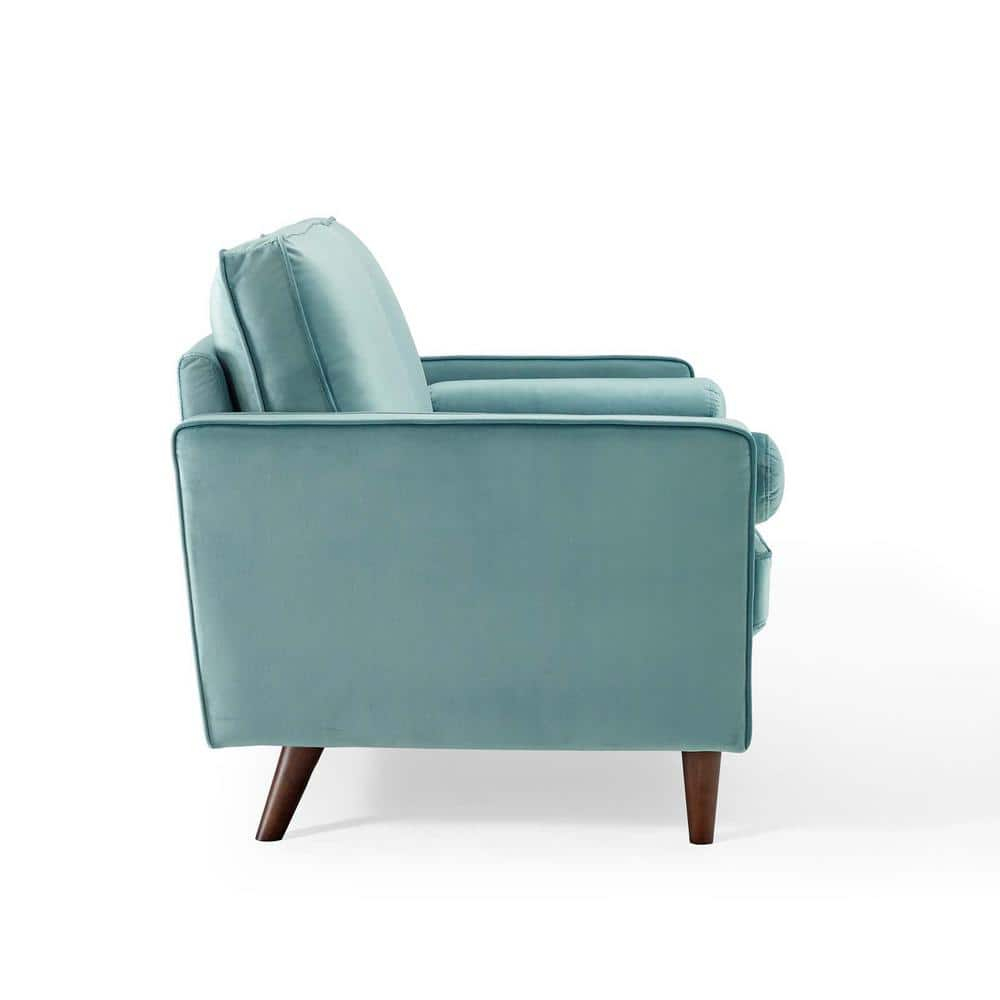 Modway Valour Modern Performance Velvet Loveseat in Mint Green/Walnut