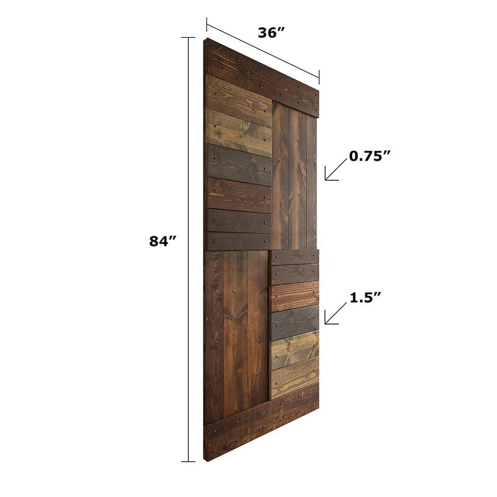 Multicolor Solid Wood Double Sliding Barn Door Kit with Matte Black Hardware