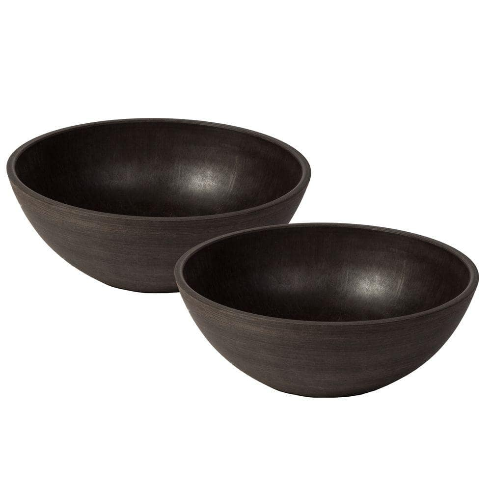 Algreen Valencia Planter, Bowl Planter, 12-In. Diameter by 4.75-In., Spun Chocolate, 2 Pack