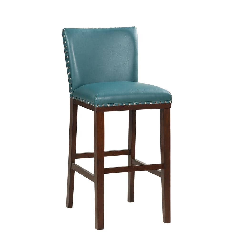 Steve Silver Tiffany Faux Leather 30" Bar Stool - Peacock-Espresso
