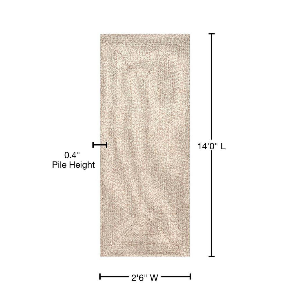 nuLOOM 2' x 14' Solid Hand Braided Indoor/Outdoor Area Rug, Pet-Friendly, High Traffic, Weather Resistant, for Patio, Balcony, Bedroom, Living, Dining Room, Wynn Tan