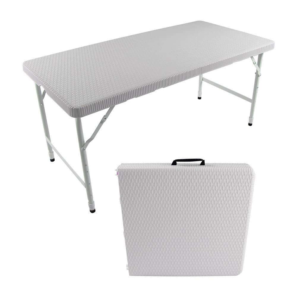 4 ft. White Composite Folding Outdoor Dining Table
