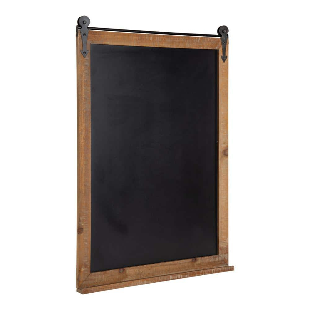 Kate and Laurel Cates Modern Farmhouse Barn Door Wood Framed Chalkboard, Rustic Brown
