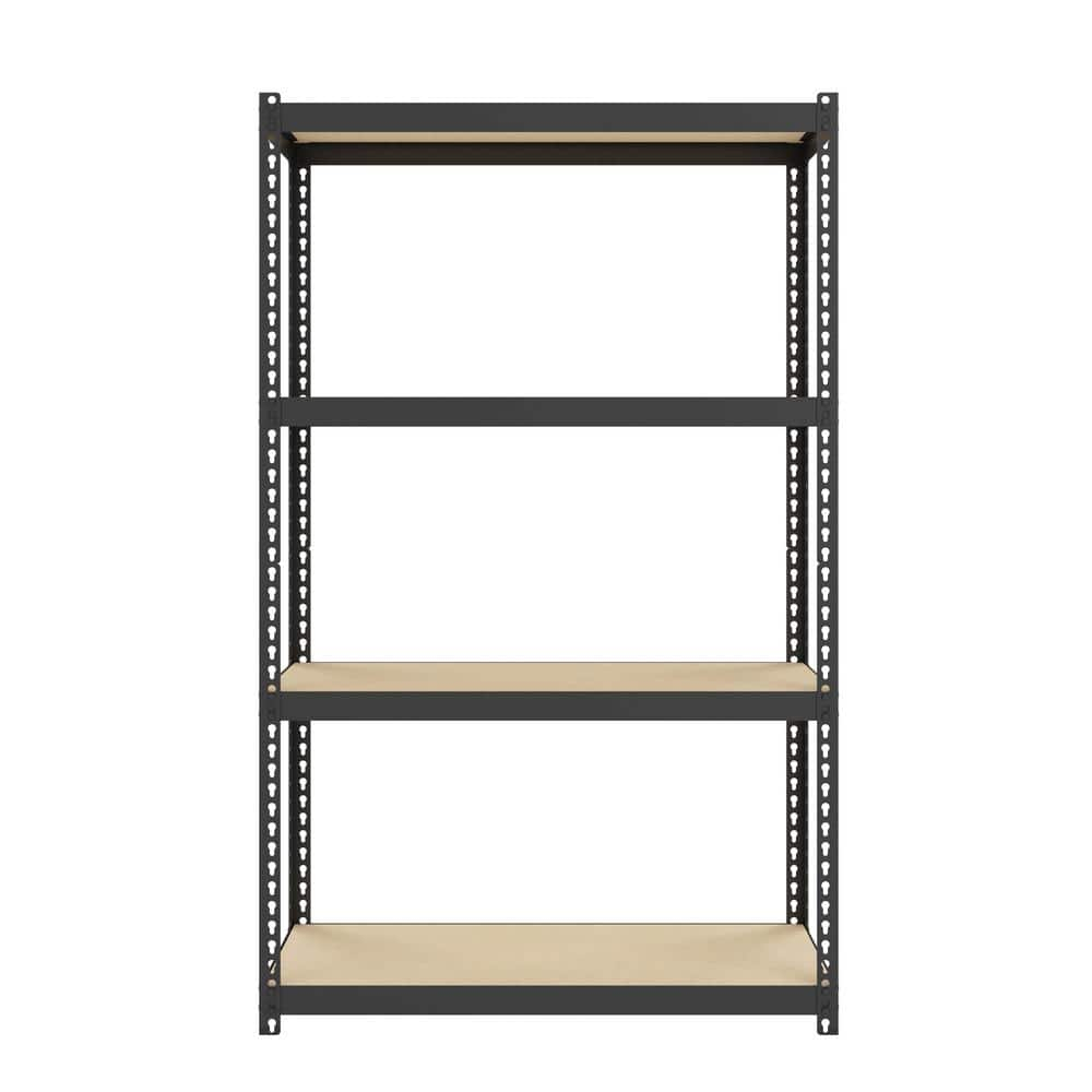 Space Solutions 1000 Riveted Metal Shelving 4-Shelf Unit in Black