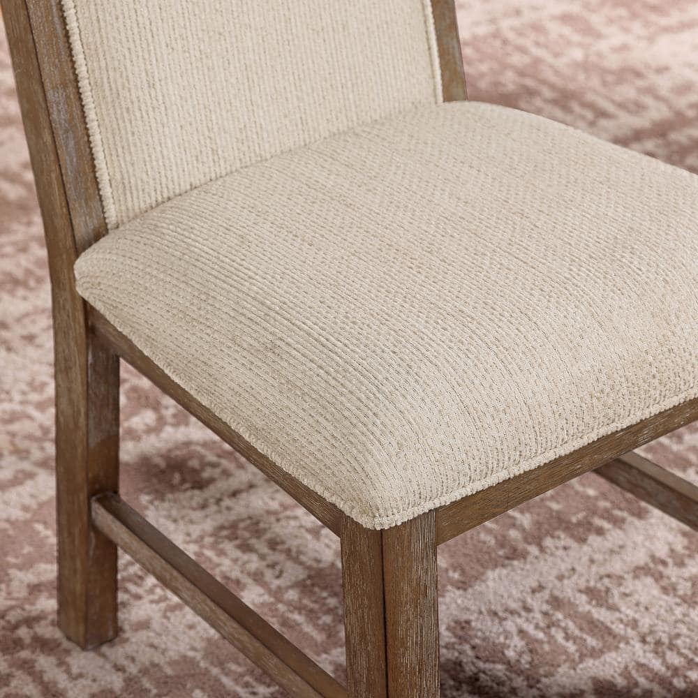 Furniture of America Hefer Transitional Fabric Indoor Side Chairs, Rustic Oak and Beige (Set of 2)