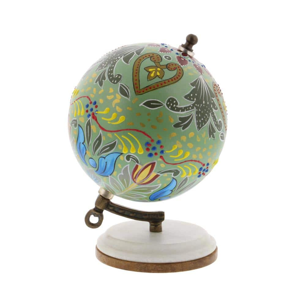 Decmode Modern 7 Inch Resin And Wood Decorative Lattice Globe, Multicolor