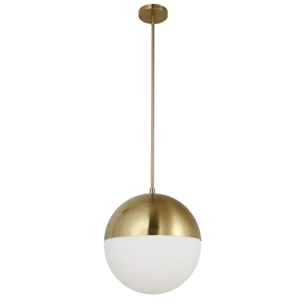Dainolite DAY-143P-AGB Halogen Pendant with Three Light, Aged Brass & White Opal Glass