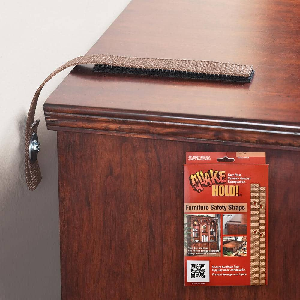 Oak 15-inch Self-Adhesive Furniture Safety Straps