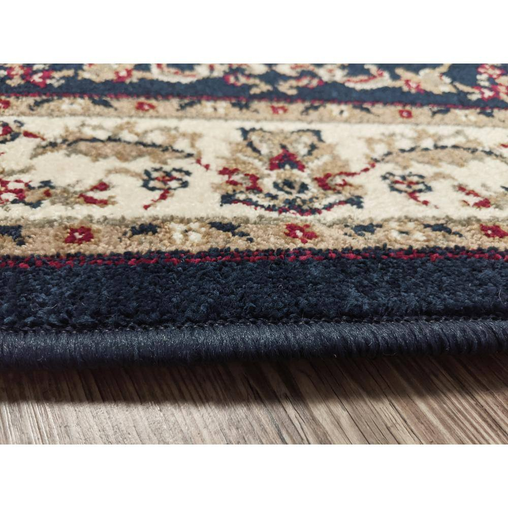 Radici Usa Como Area Rug 1596 Navy Vines Leaves 5' 3" x 5' 3" Round