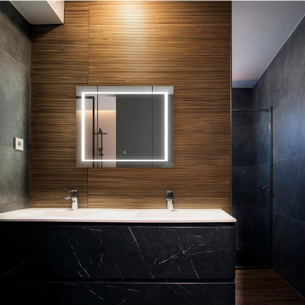 Royale Plus 40 in. W x 30 in. H Clear Recessed/Surface Mount Medicine Cabinet with Mirror, Tri-View Doors, LED, Defogger