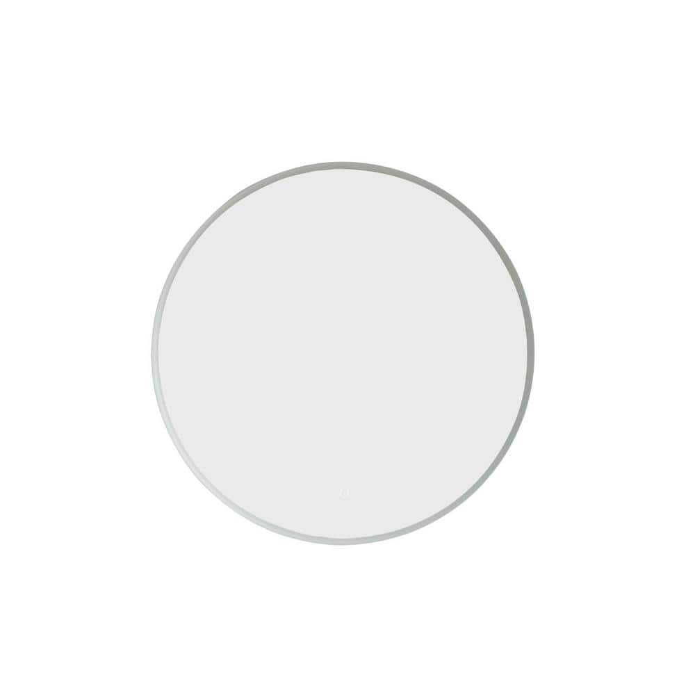 Century 32 in. W x 32 in. H Frameless Round LED Light Bathroom Vanity Mirror in Silver Finish