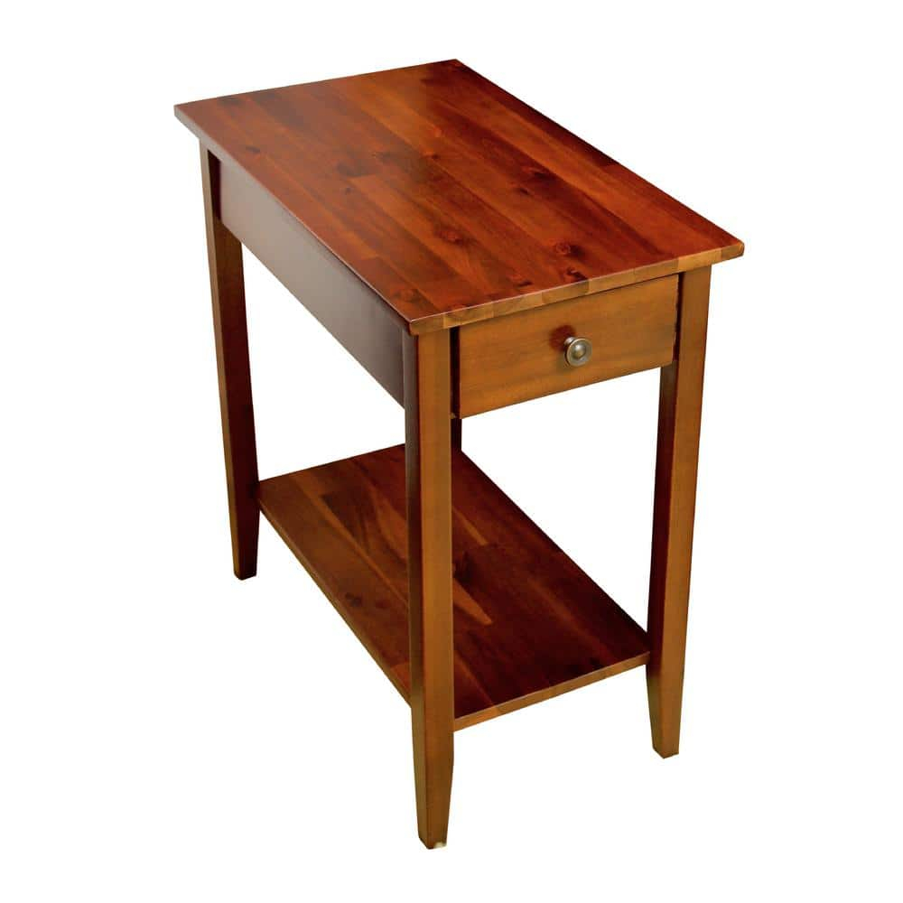 Solid Acacia Wood 23 in. Mahogany Recliner End Table