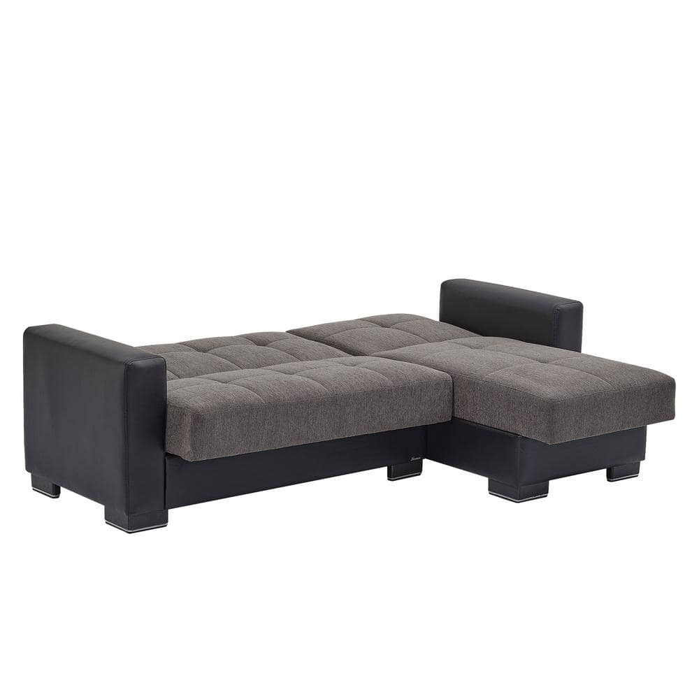Chenille L-Shaped Sectional with Storage in Dark Gray