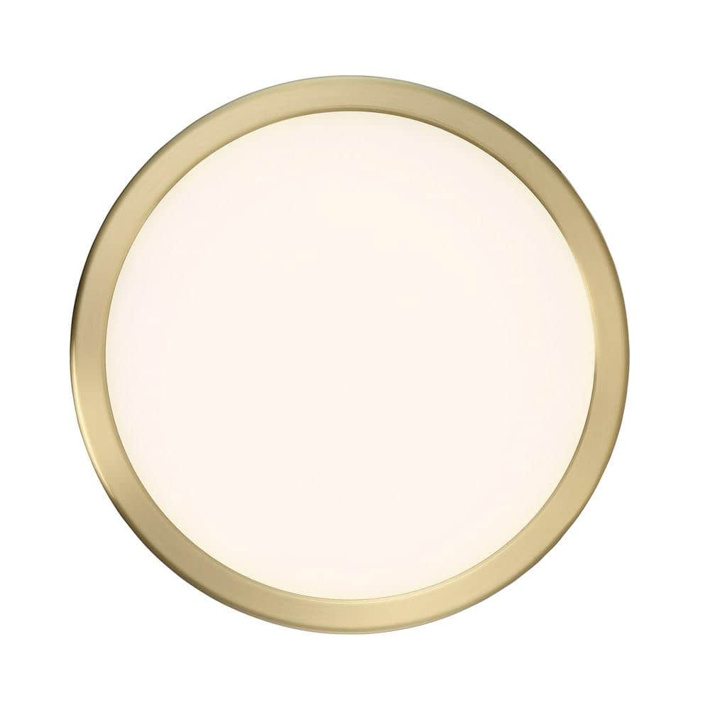 Sleek Modern Brass and Glass LED Flush Mount Light, Energy Star Rated