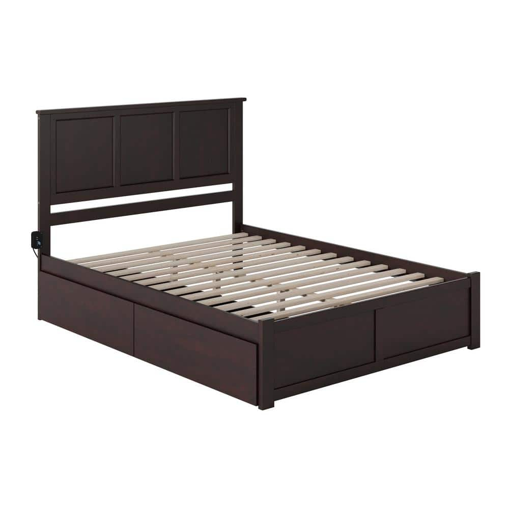 Madison Platform Bed with Flat Panel Foot Board and 2 Urban Bed Drawers in Multiple Colors and Sizes