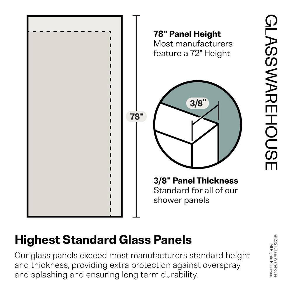 Illume 75.5 in x 78 in Frameless Polished Brass Shower Door with Clear Glass
