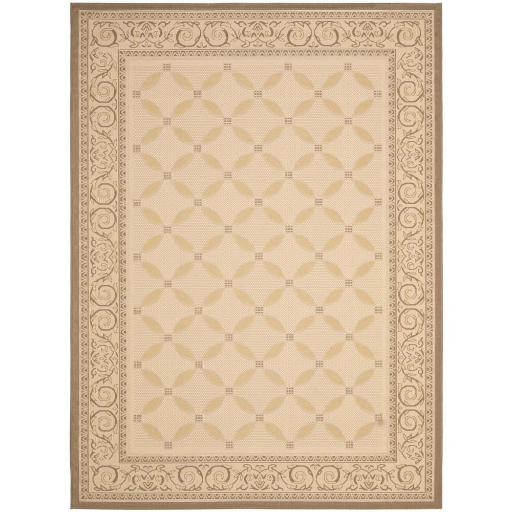 SAFAVIEH Courtyard Cohen Bordered Indoor/Outdoor Area Rug, Dark Beige/Beige, 9' x 12'
