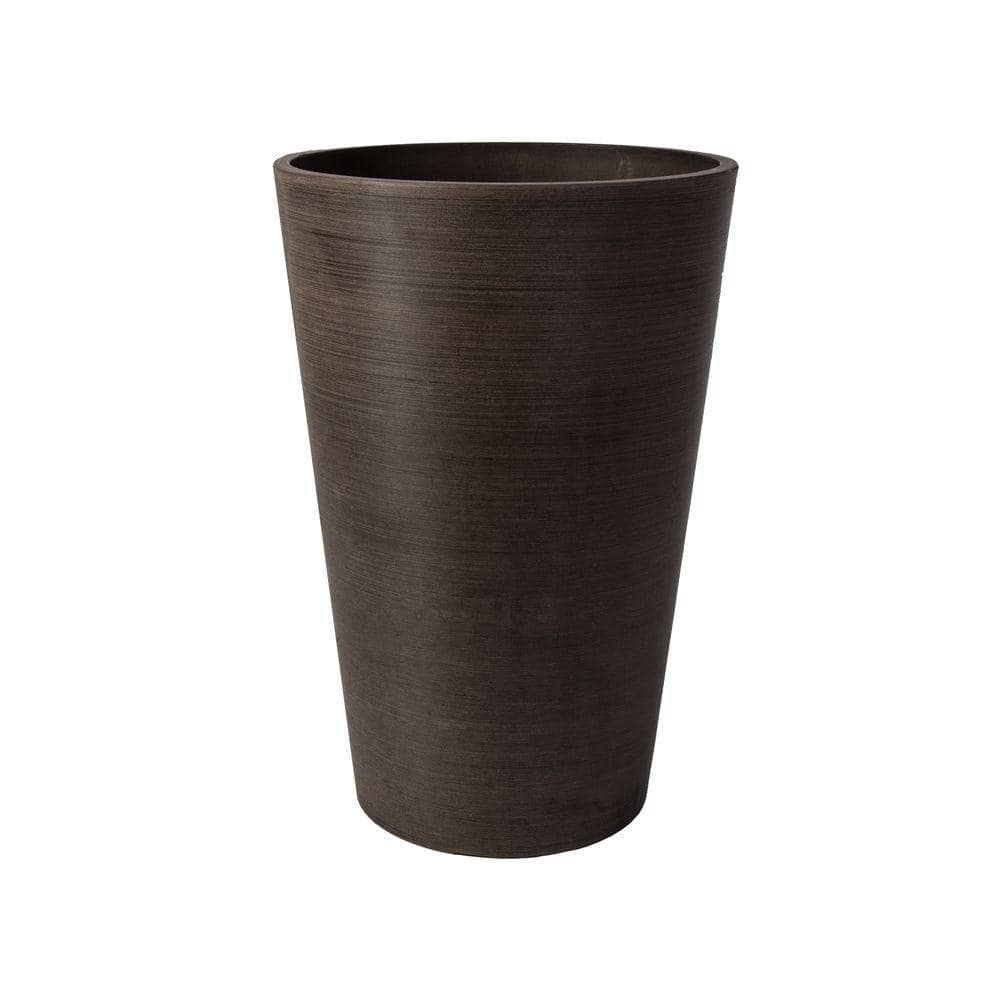 Algreen Valencia Planter, Round Taper Planter with Elevated Plant Shelf, 16-In.by 24-In., Spun Chocolate