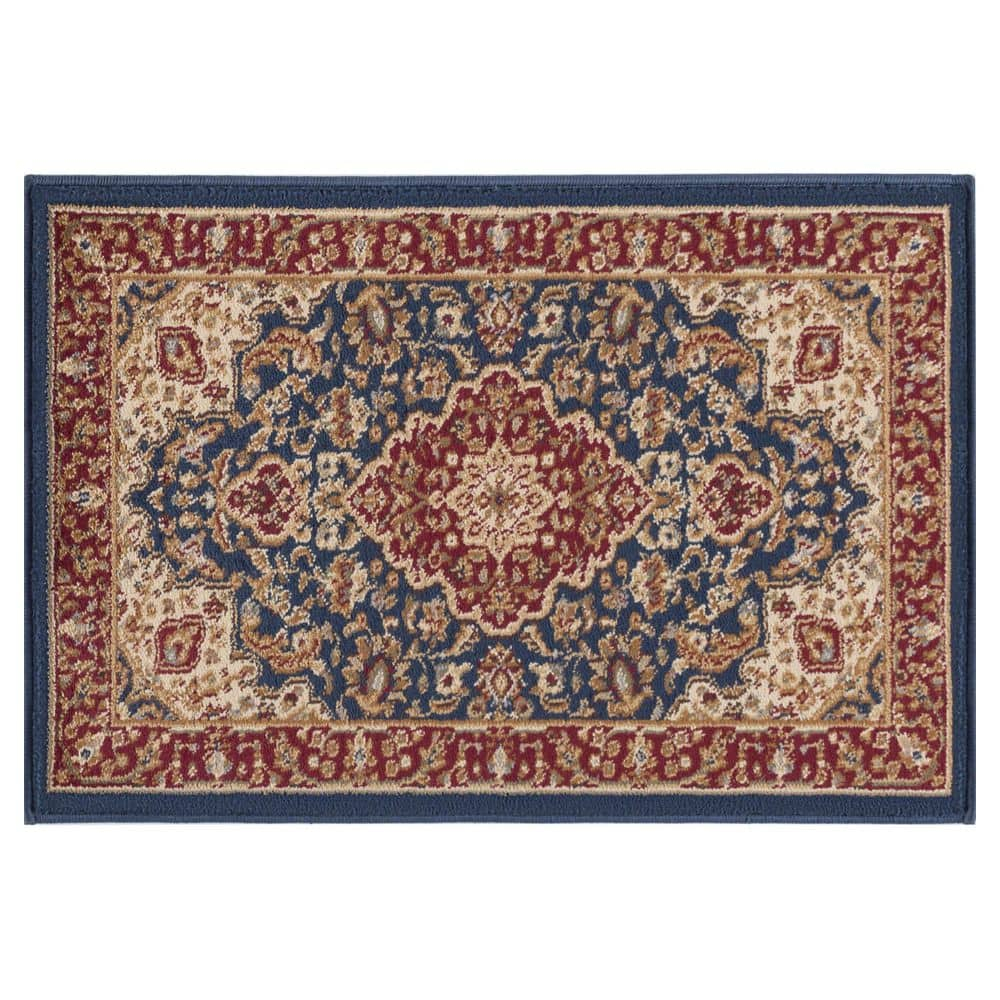 Tayse Sensation Area Rug 4787 NAVY Traditional Navy Blue Bordered Medallion 2' x 3' Rectangle