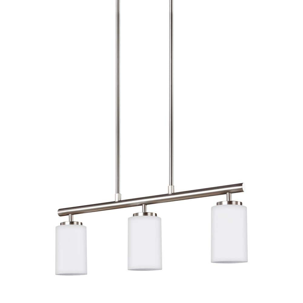 Sea Gull Lighting 66160-962 Oslo Three-Light Island Pendant Hanging Modern Light Fixture, Brushed Nickel Finish