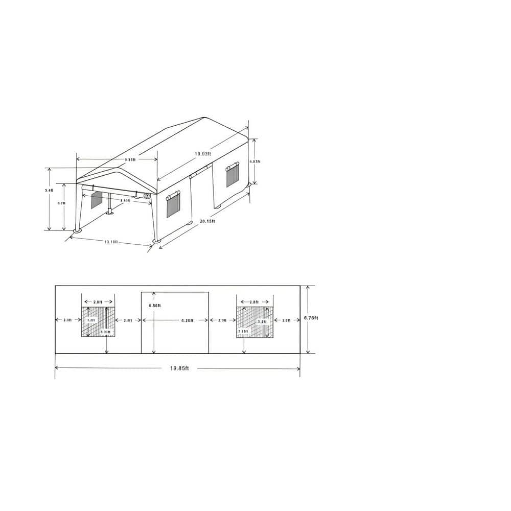 10x20 Feet Canopy with Sidewalls Canopy Tent Car Port Portable Garage Heavy Duty Tent (Gray)
