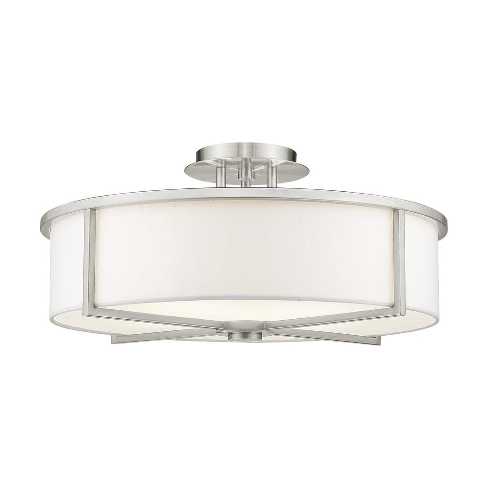 Livex Lighting Wesley 4 - Light Semi-Flush Mount in  Brushed Nickel