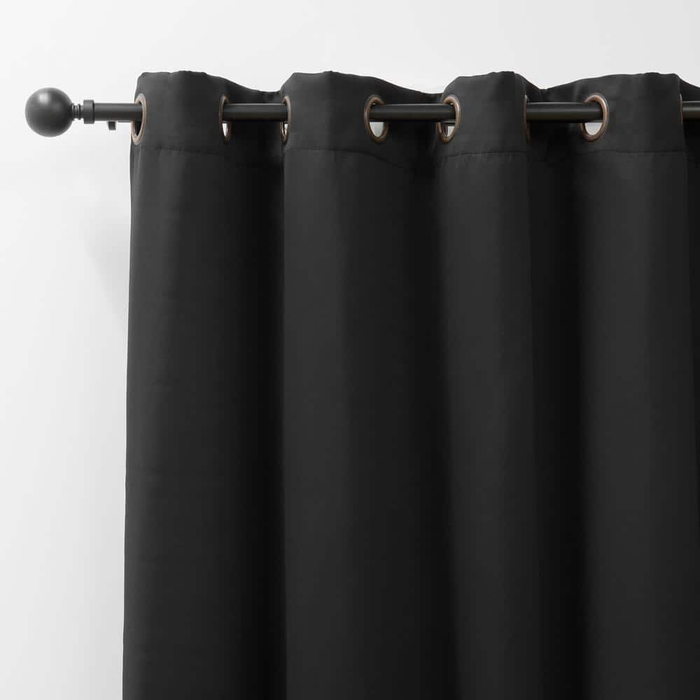 Quality Home Wide Basic Bronze Grommet Blackout Curtain - Black - 80"W X 96"L (Single Panel)