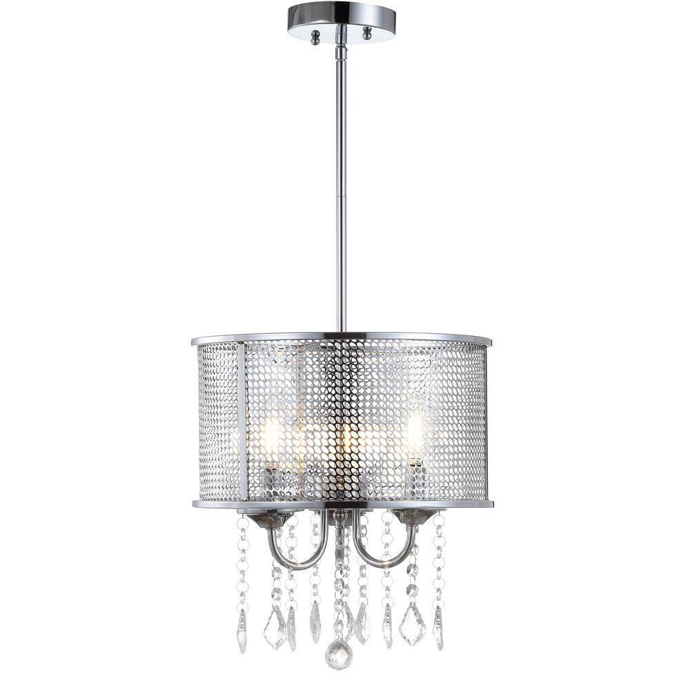 Avah 13" Chrome Polished Crystal Globe LED Pendant