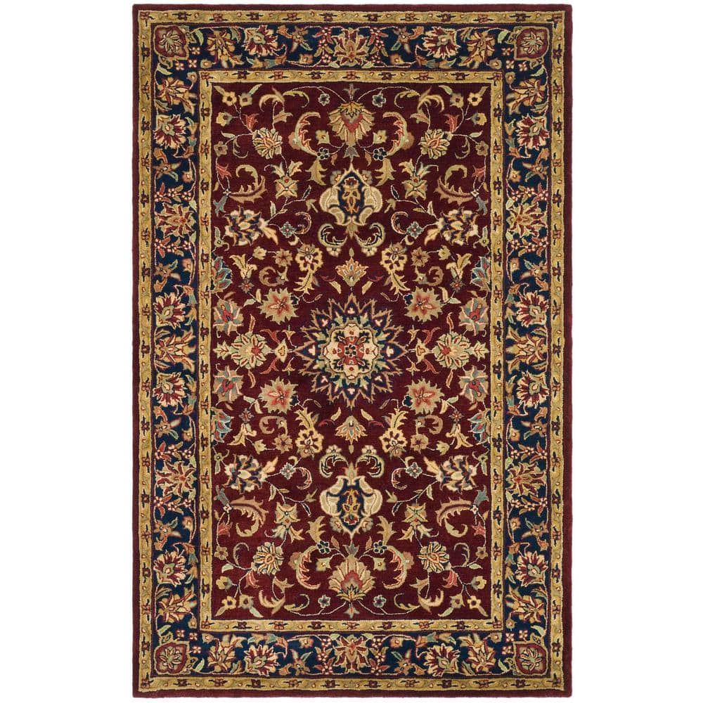 SAFAVIEH Classic Kennet Traditional Wool Area Rug, Burgundy/Navy, 4' x 6'