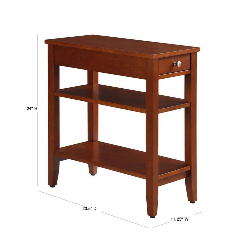 Convenience Concepts American Heritage 1 Drawer Chairside End Table with Shelves, Cherry