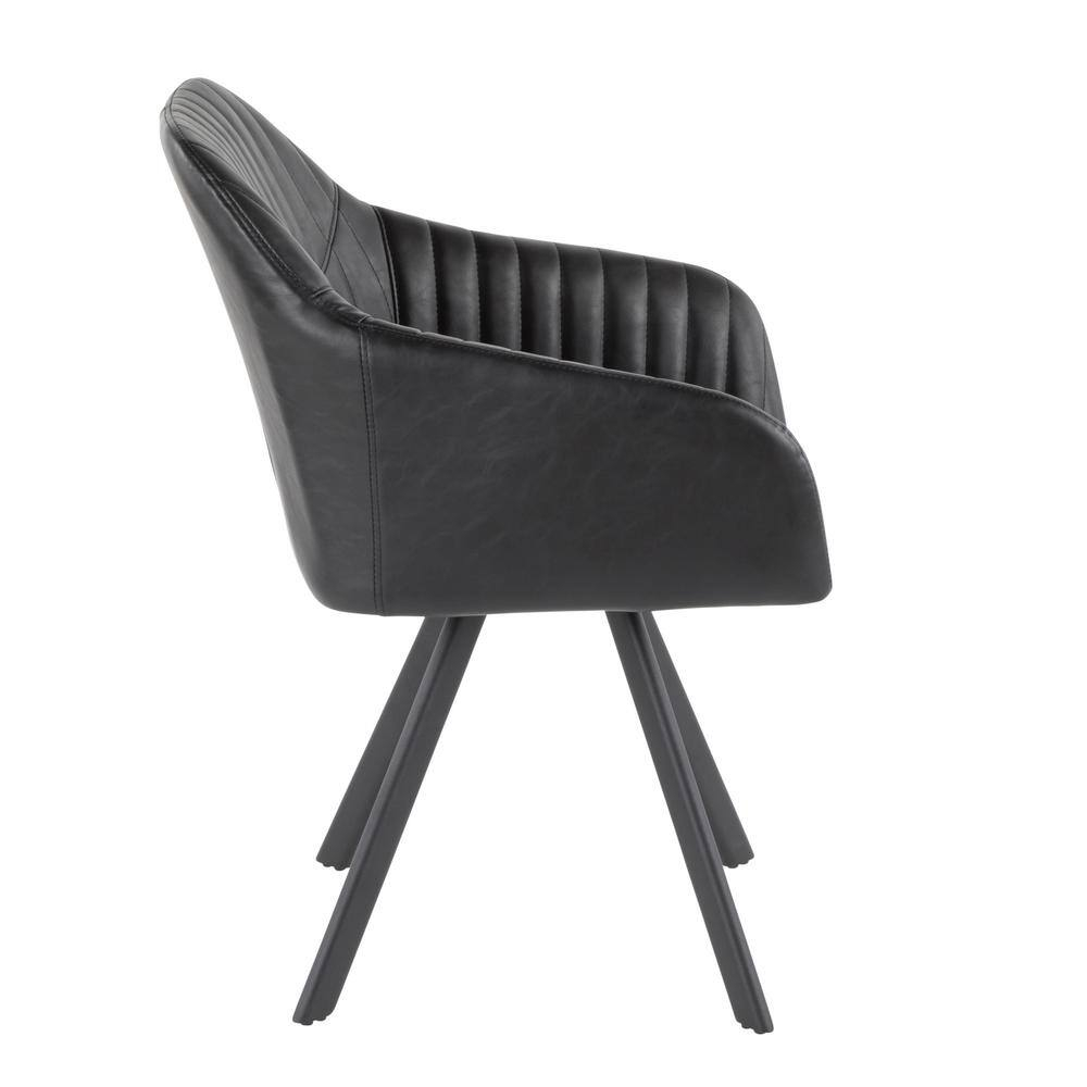 Clubhouse Contemporary Pleated Chair in Black Faux Leather by LumiSource - Set of 2