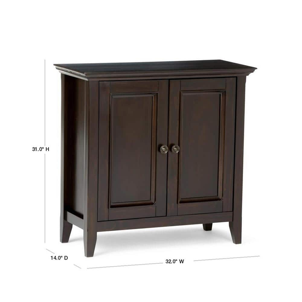 Simpli Home Amherst Solid Wood Low Storage Cabinet in Hickory Brown