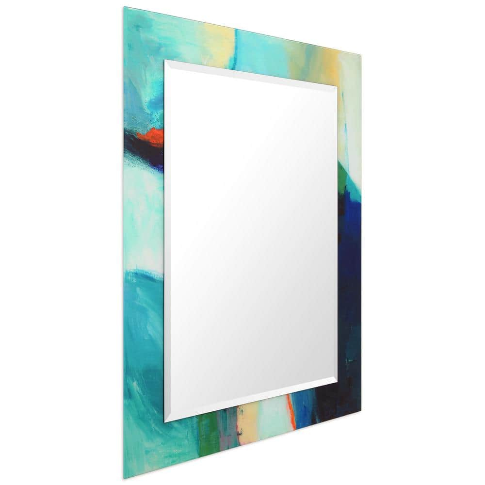Empire Art Direct TAM-107234-4030 'Sky' Rectangular Beveled Mirror on Free Floating Printed Tempered Art Glass