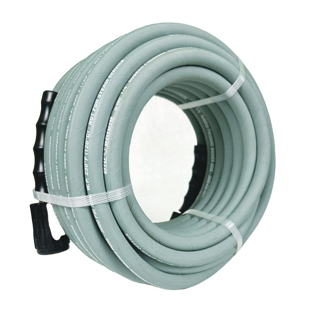 BluShield 1/4" Gray Polyester Braided Rubber Pressure Washer Hose, 25 ft