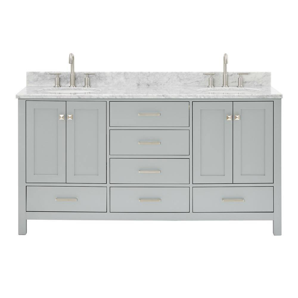 Ariel A067dcw2ovo Cambridge 67" Free Standing Double Oval Basin Vanity Set - Grey