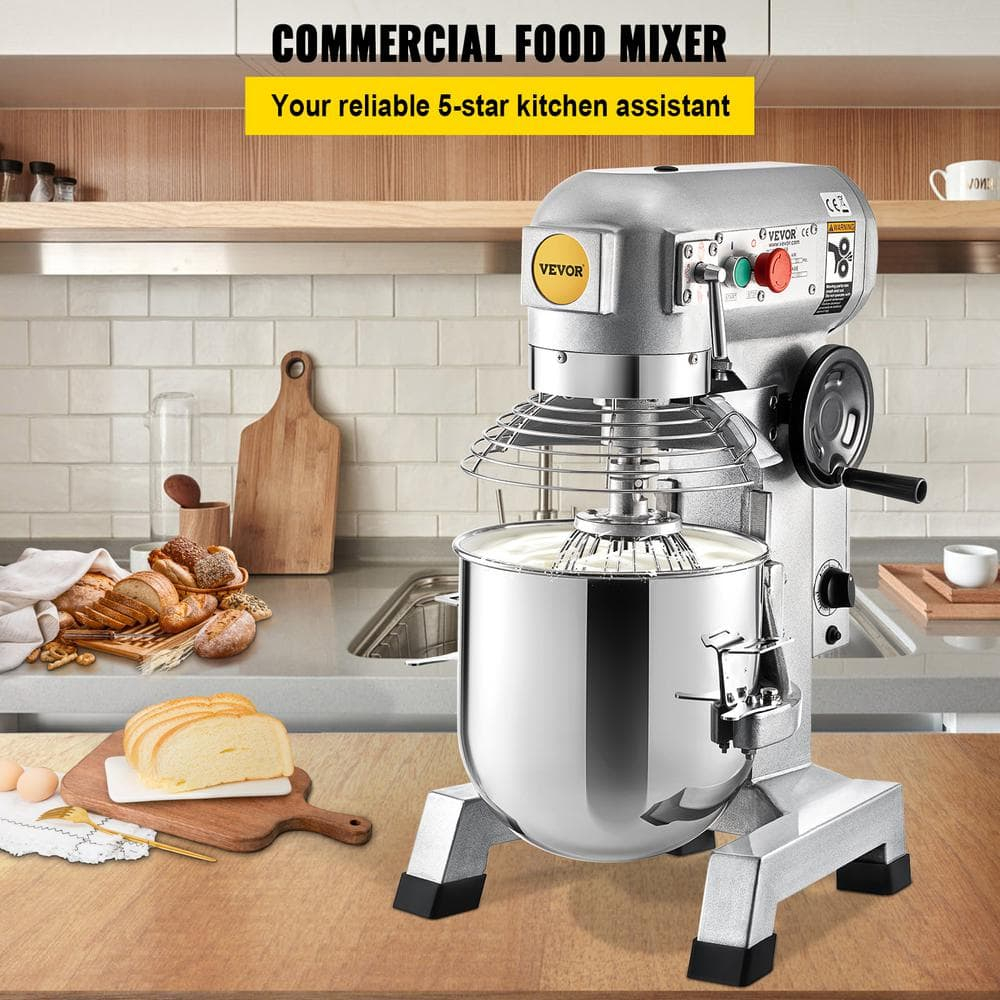 VEVOR 15-Quart Silver Stainless Steel Commercial Stand Mixer