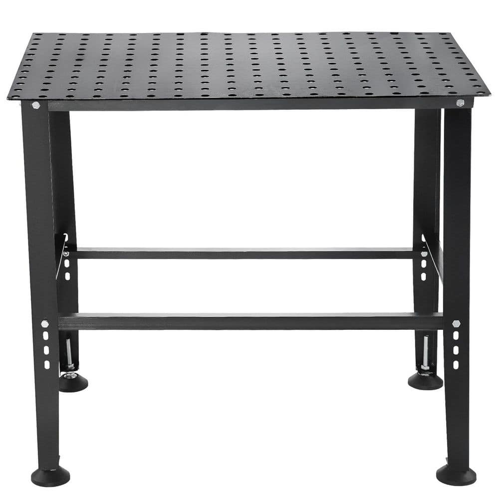 VEVOR Welding Table, 36" x 24" Adjustable Workbench, 0.12" Thick Industrial, 600lb Load Capacity, Heavy Duty Carbon Steel, Gray Steel With Accessories