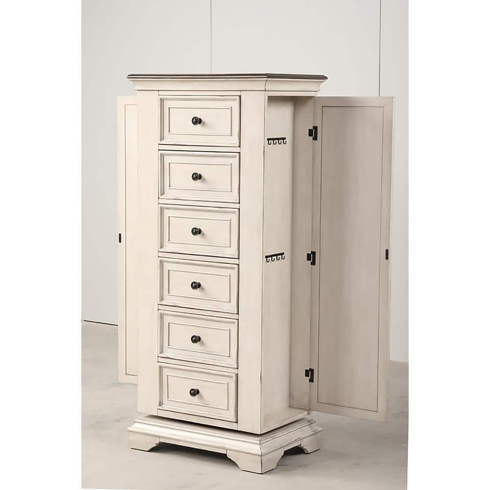 New Classic Furniture Anastasia 6-Drawer Wood Chest with Mirror, White