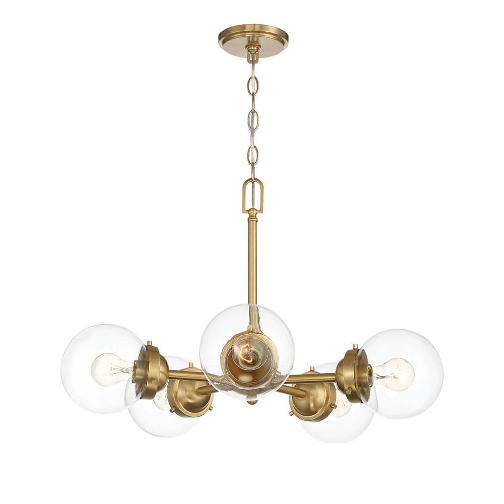 Knoll Vintage Warmth 26" Sputnik Chandelier in Brushed Gold
