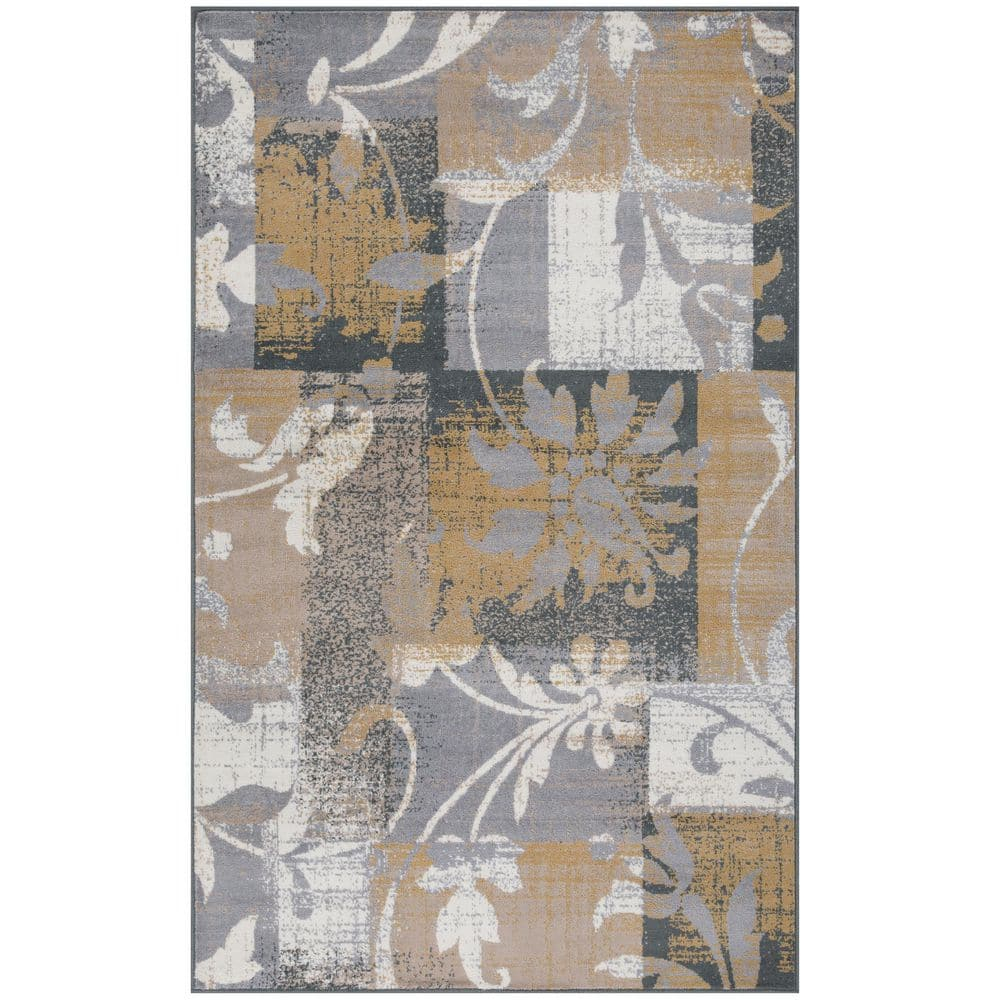 Superior Pastiche Floral Indoor Area Rug, 5' x 8', Camel