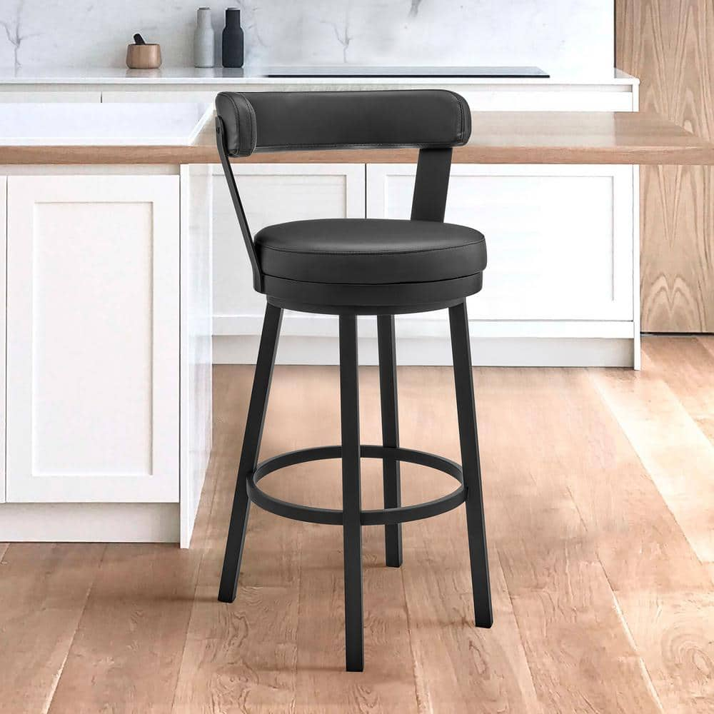 Armen Living Bryant Swivel 30 in. Faux Leather Bar Stool