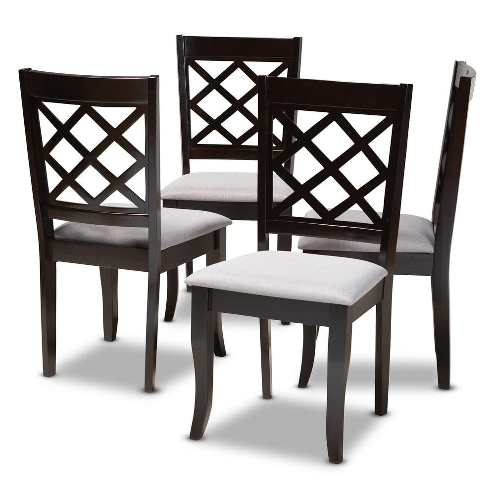 Baxton Studio Verner Silla de Comedor de Madera en Gris y Espresso - Juego de 4