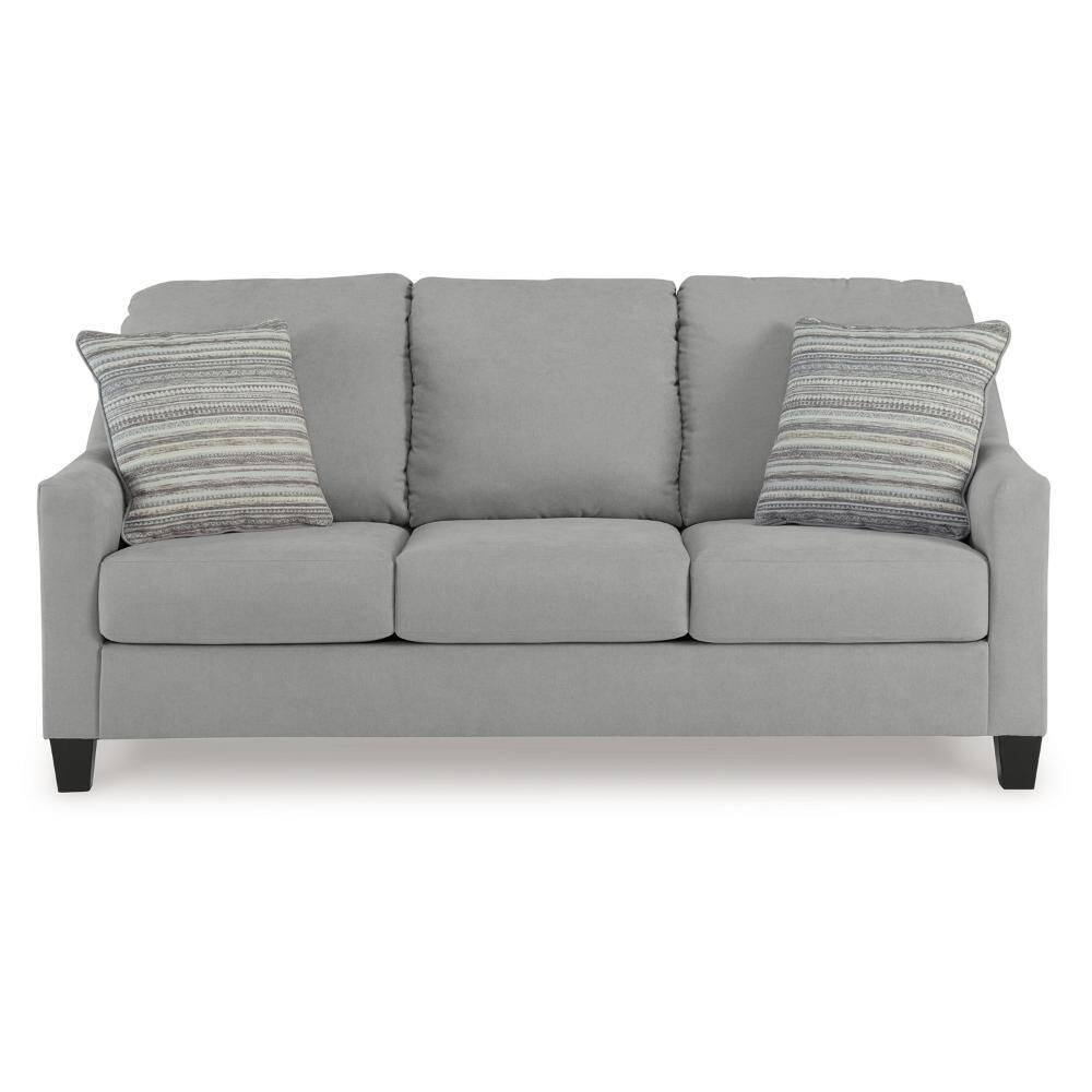 Gray Velvet Track Arm Sofa with Accent Pillows