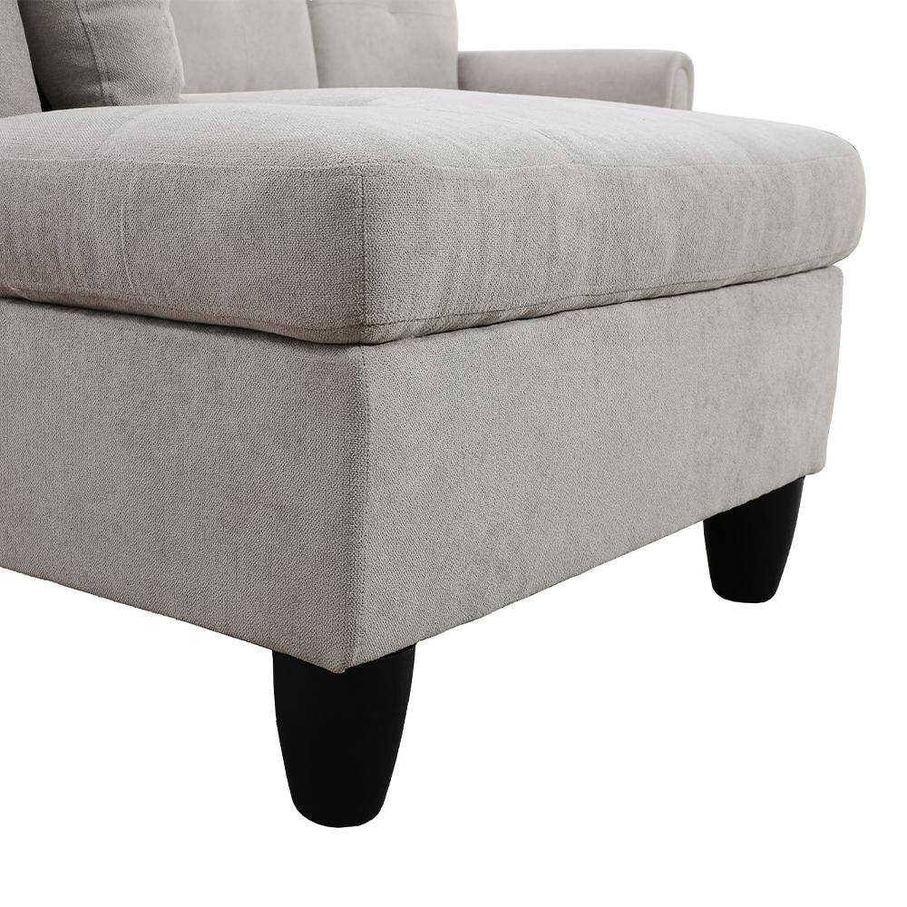 Star Home Living Puebla Linen Fabric Sectional Sofa Set in Gray