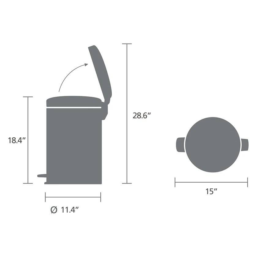 Confident Gray Polypropylene Round Step-On Trash Can, 5.3 Gallon