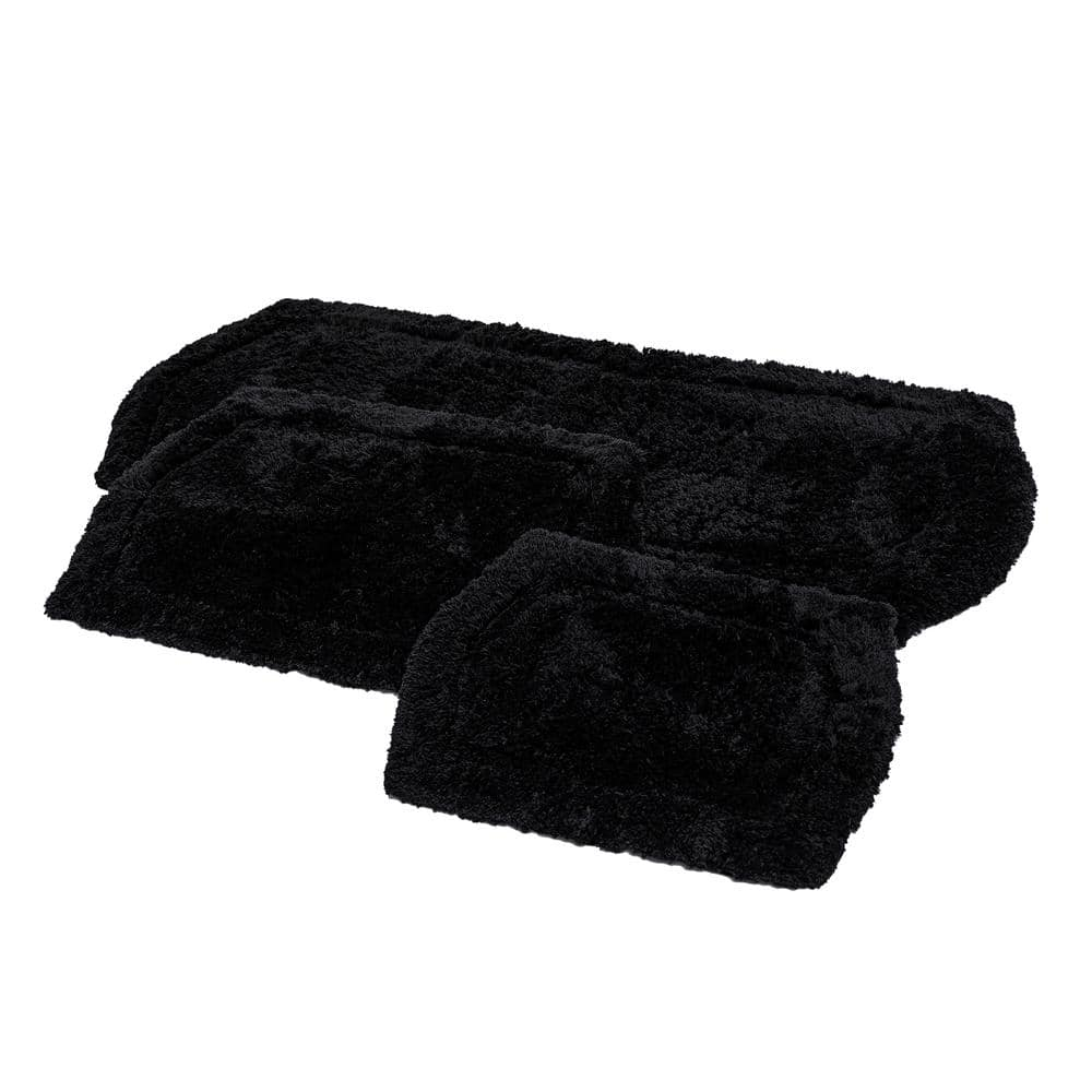 Chesapeake Paradise 3pc Memory Foam Black Bath Rug Set (22"x60" & 21"x34" & 17"x24")