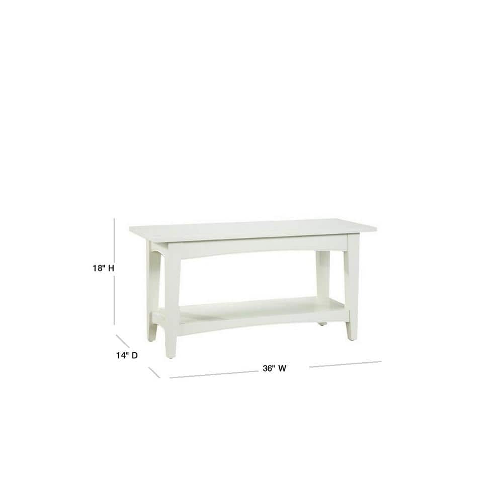 Alaterre Furniture Shaker Cottage Bench with Shelf, Ivory