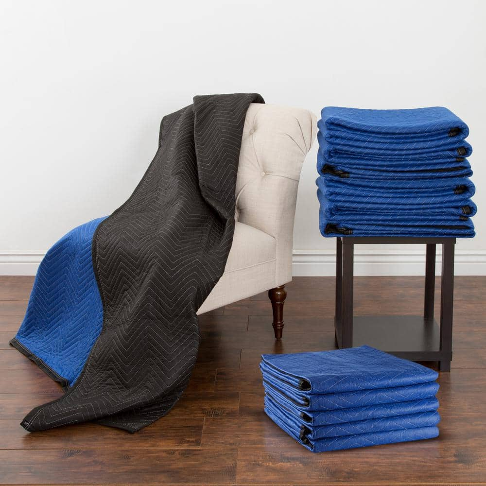 Stalwart 12-Pack of Dual-Layer Padded 80x73-Inch Moving Blankets (Blue)